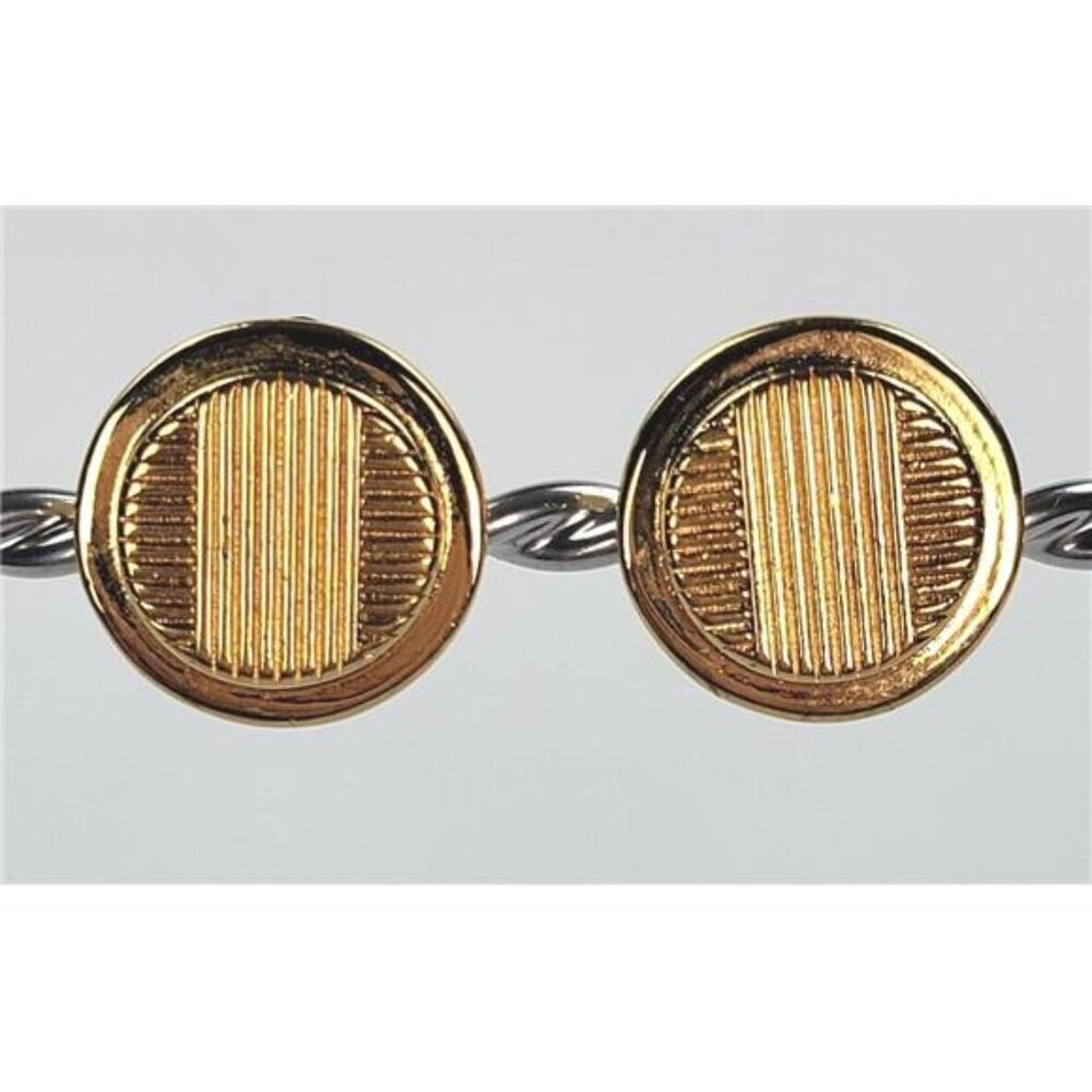Ralph Lauren Gold Plated Stud Earrings Textured Circle Clip-On 0.5 in Vintage